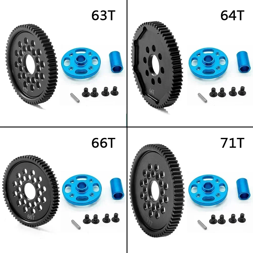 メタル 63T 64T 66T 68T 71T 54500 スパーギアとギアマウント高速ギアセット TT-02 TT02 1/10 RC カーアップグレードパーツ用