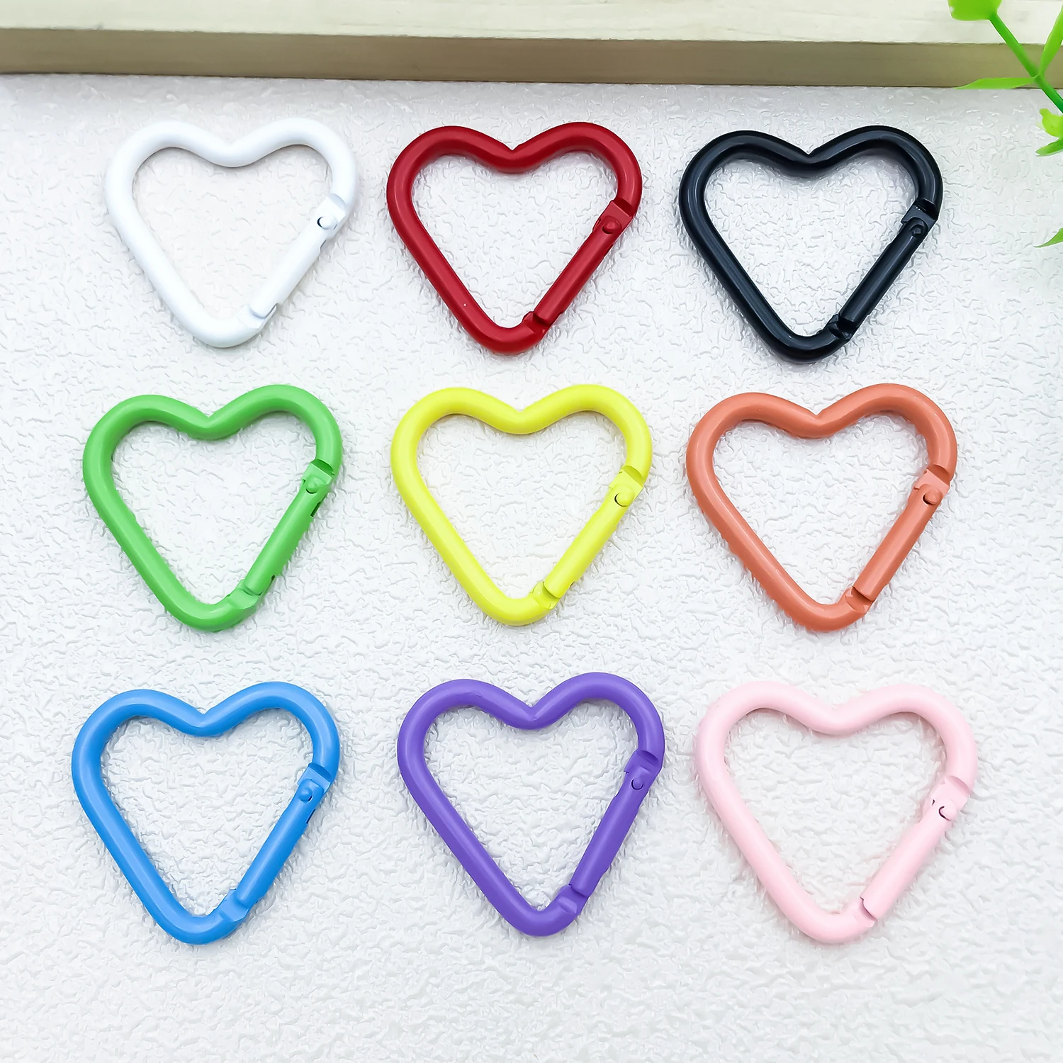6pcs Alloy Keychain Clips With Colorful Heart-Shaped Spring Hook DIY Charms Backpack Handbag Daily Travel Decoration Accessories