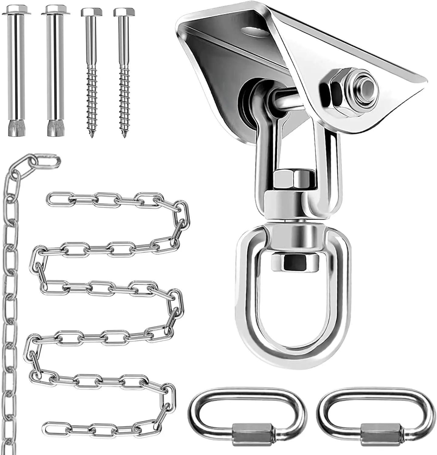 

Premium Hammo Hanging Kit -1600Lbs Acity, 60"" Chain & 360° Hooks, Permanent Color - I For Ceilings, Chandeliers, Acrylic