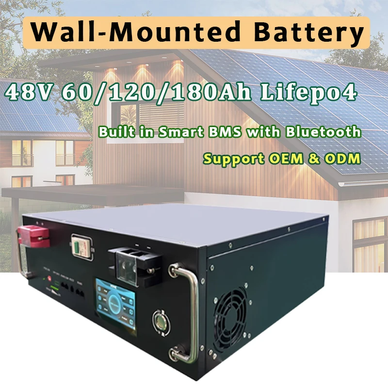 48v 60Ah 120Ah 180Ah Wall-Mounted Battery Home Solar Storage Inverter Battery LifePO4