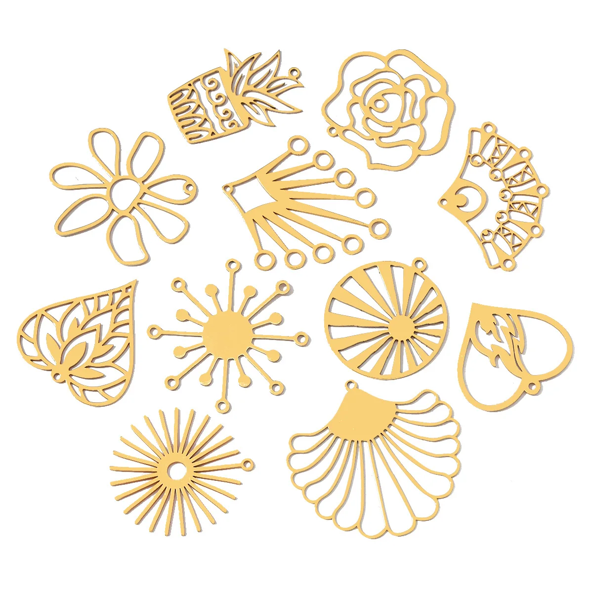 10pcs/Lot Stainless Steel Six-petal Simple Flower DIY Charms Hollow Family Pet Necklace Pendants Woman Heart Jewelry Wholesale