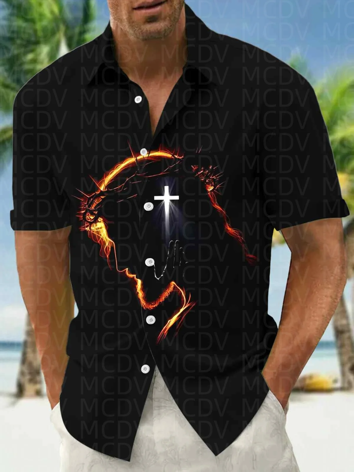 Insects Pattern Men's Hawaiian Shirt Stretch Easy Care Camp Shirt Big Tall