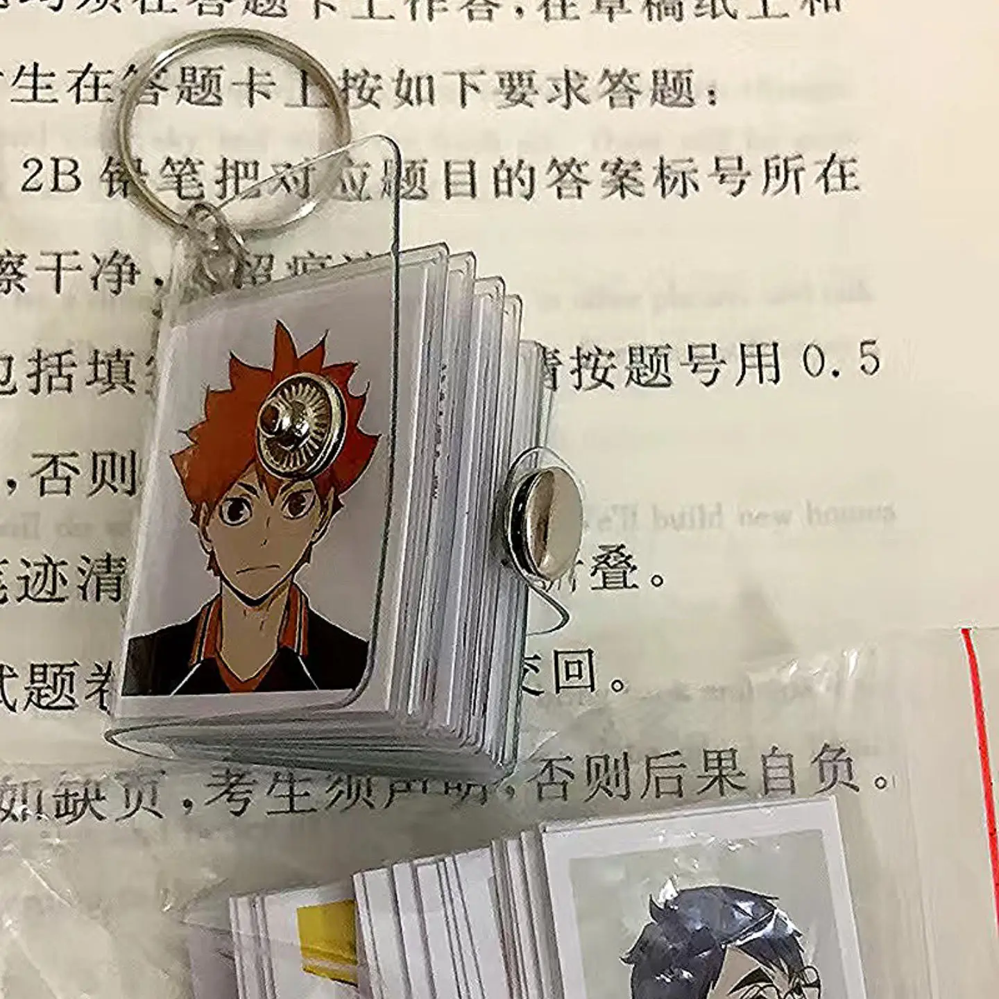 Haikyuu 1 Inch Photo Keychain Creativity Anime Cartoon Pendant Shoyo Hinata Bag Convenient Decorate Accessories Birthday Gift