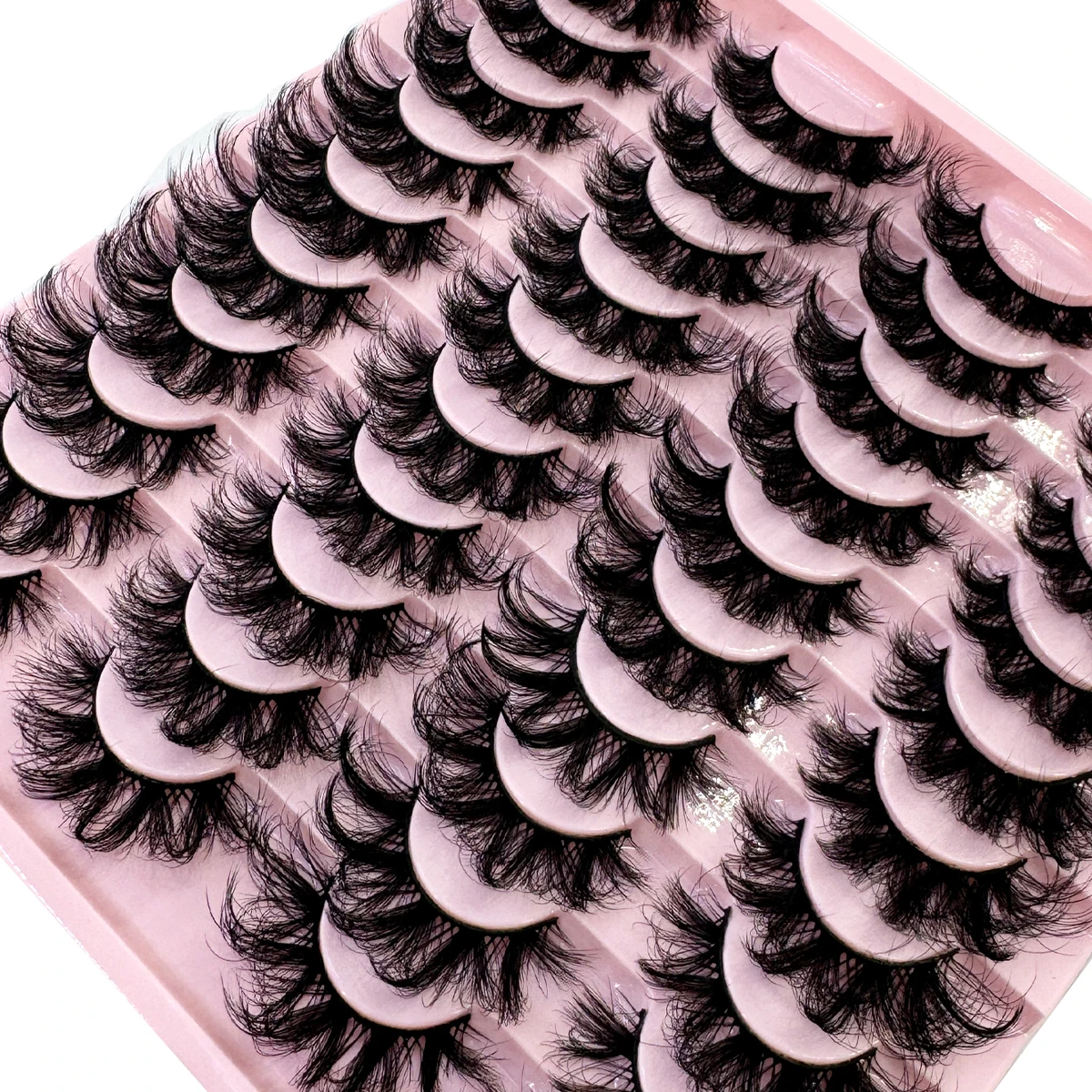 20Pairs 3D Mink Lashes Cat Eyelashes Fluffy Wispy Volume Lashes Natural Feathery Effect Lightweight Flexible Band Fake Lashes