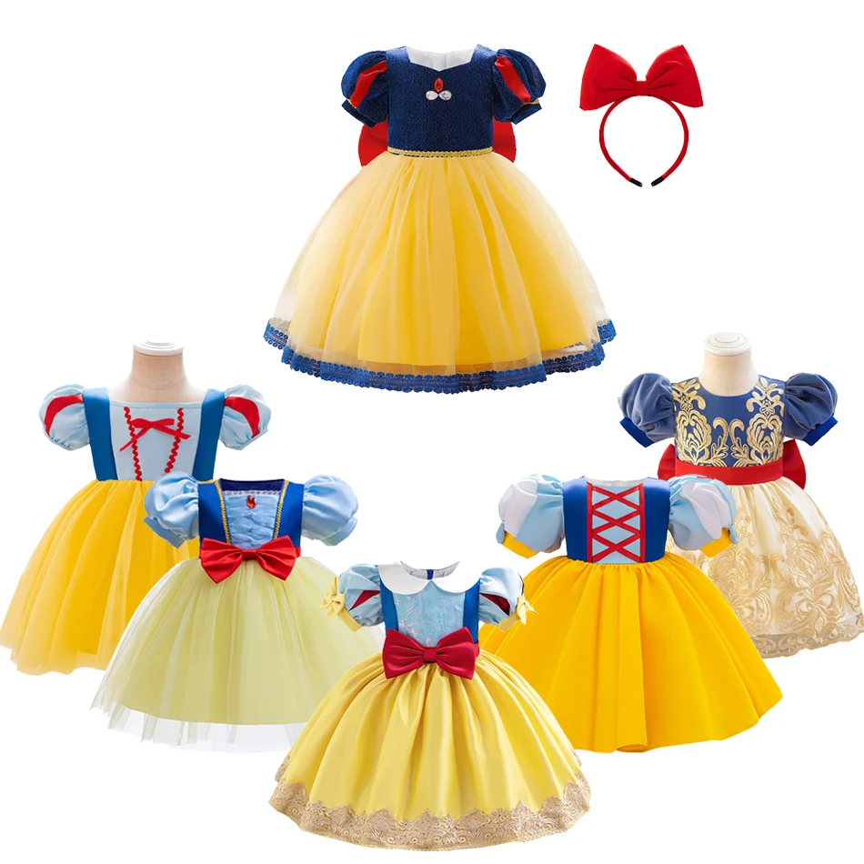 Baby Snow White Dress Girl Short Sleeve Party Show Clothing Halloween Party Gown Birthday Party Puffed Dress Christmas Costume