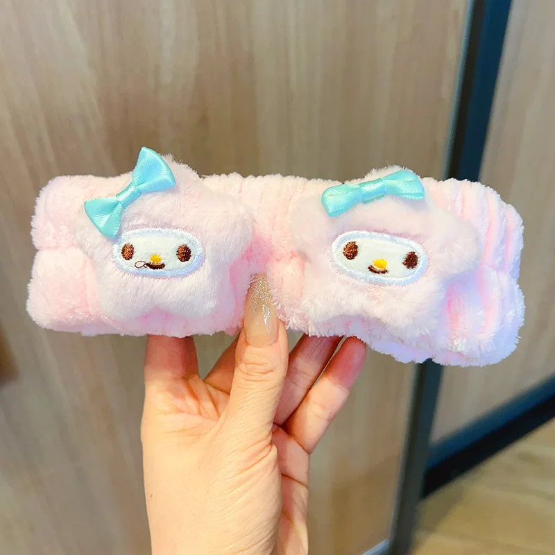 Nueva linda estrella de Miniso Kulomi, banda para el pelo de felpa con forma de corazón para niña, tocado, diadema de maquillaje, diadema para lavar la cara para mujer