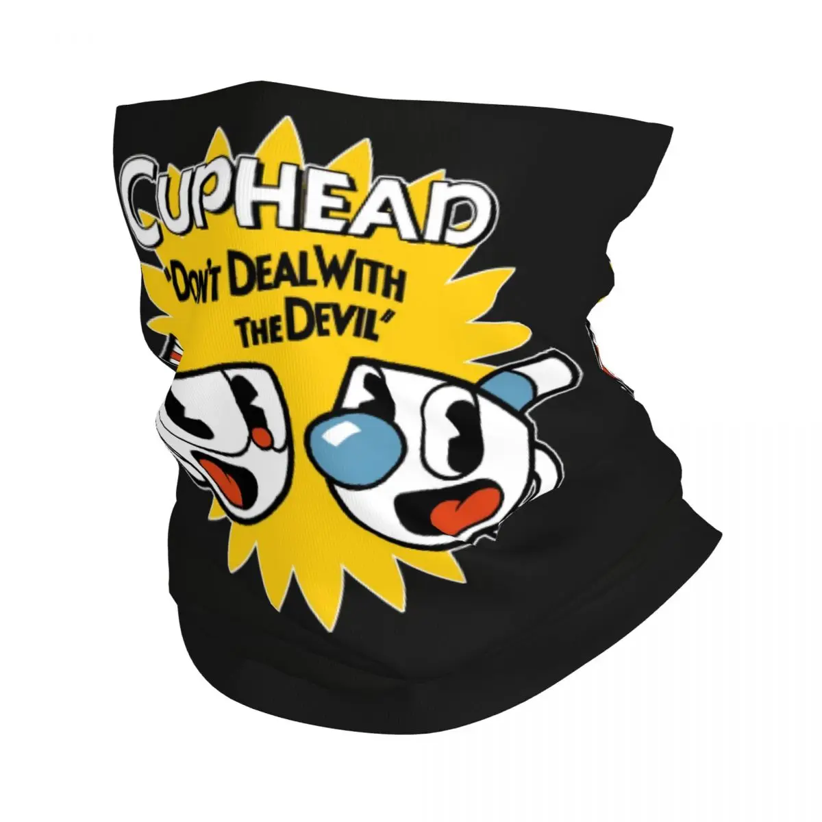 Cuphead And Mugman Neck Gaiter Women Men UV Protection Winter Electronic Games Bandana Scarf for Cycling