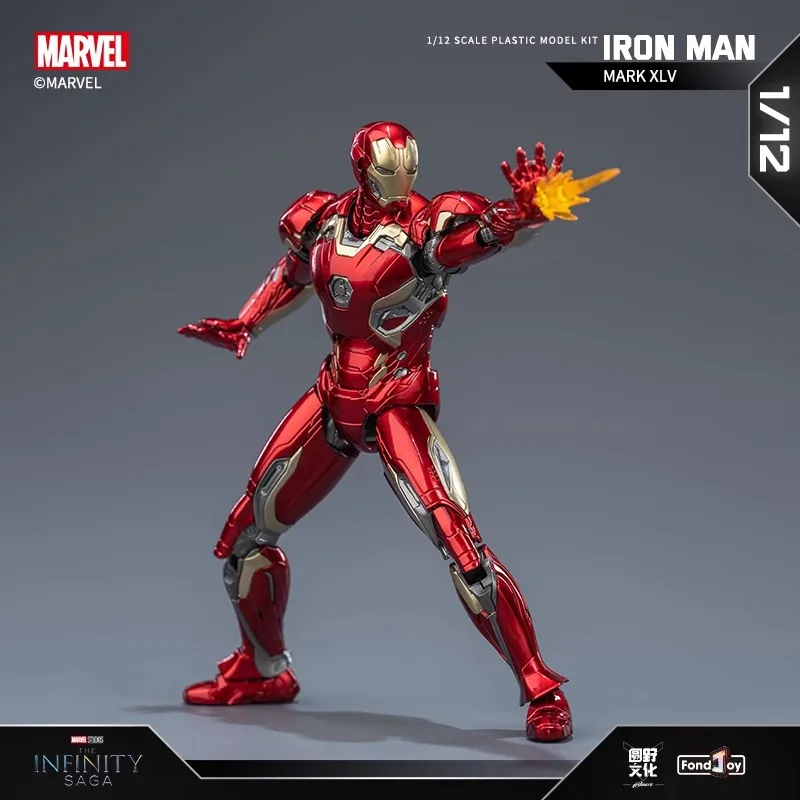 Original Marvel ประกอบรุ่น ABS Joint MovableToy 15 ซม.Fondjoy 1:12 Medium Iron Man MK45 เดสก์ท็อปตกแต่งเด็กวันเกิด GIF