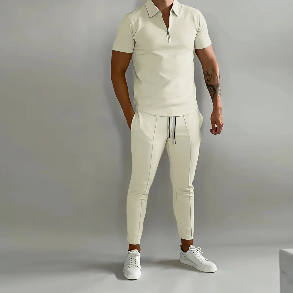 Europe And The United States Cross-border Men\'s Suit Slim Short-sleeved Trousers Casual Sports Suit