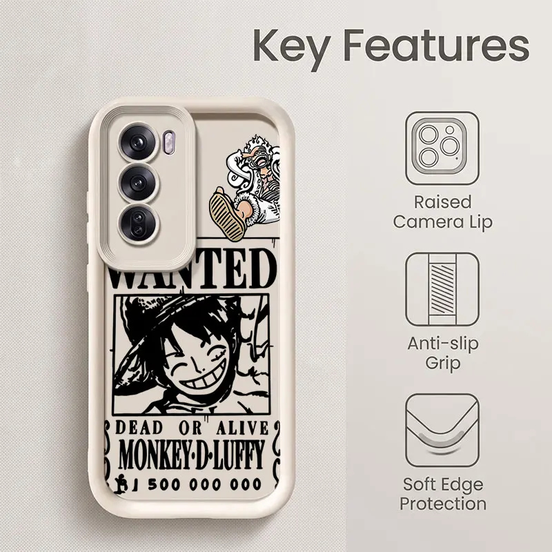 Luffy One Piece Wanted Poster Shockproof Silicone Phone Case For Oppo Realme 16 Pro 15 14 12X 12 11 10 9 8 7 6i 5 Pro Cover
