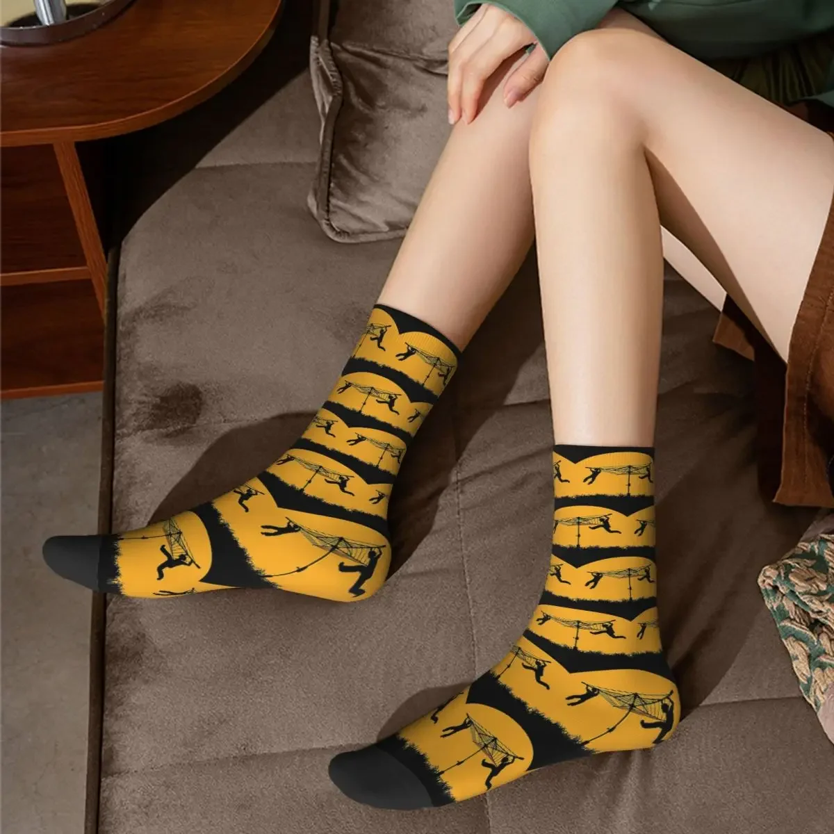 Kaus Kaki Selamat Pergi Matahari Terbenam Stoking Penyerap Keringat Harajuku Aksesori Kaus Kaki Panjang Sepanjang Musim untuk Hadiah Natal Pria Wanita