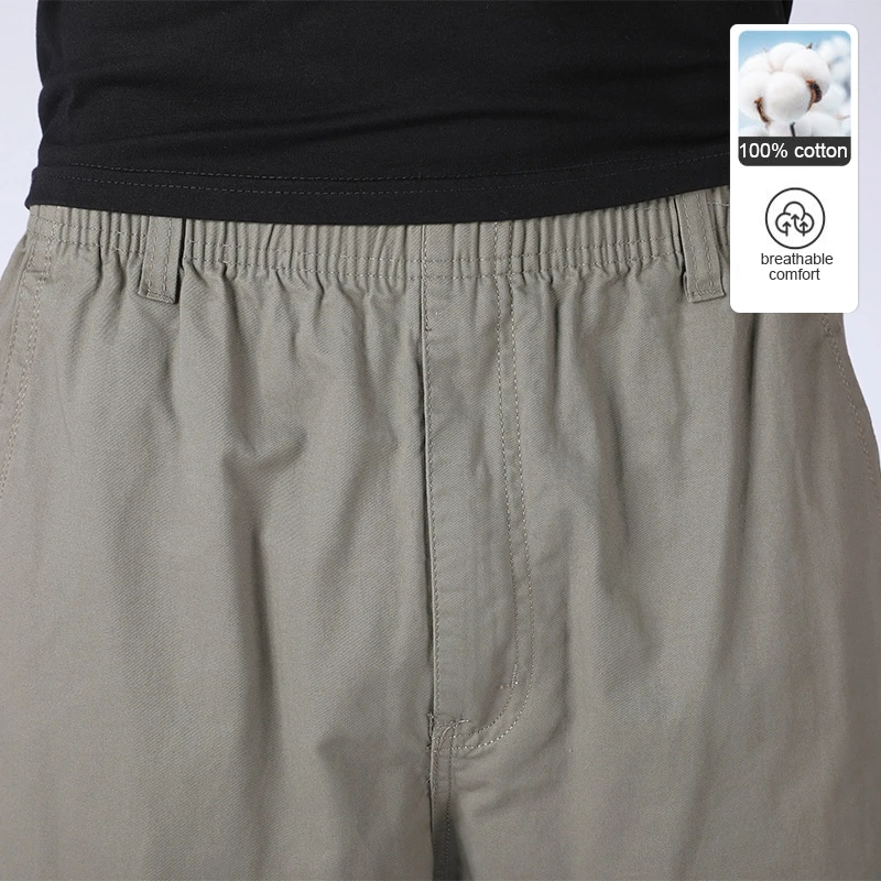 Premium 100% cotone non stirabile traspirante primavera autunno elastico cargo dritto moda casual sport pantaloni lunghi larghi pantaloni da uomo