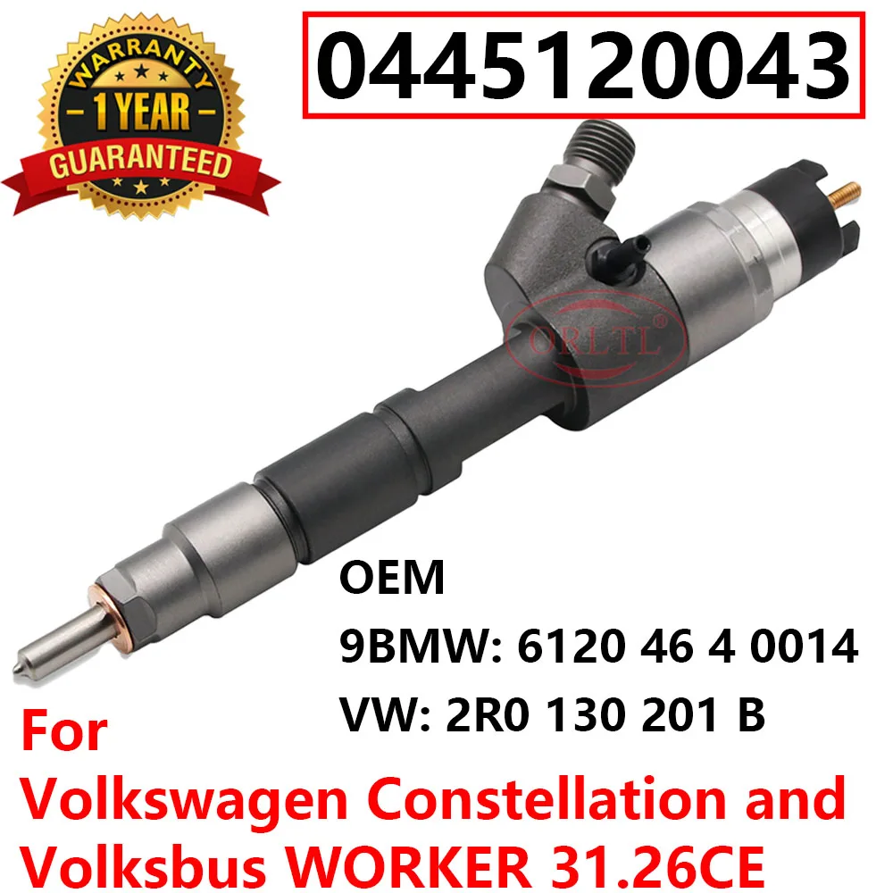 

ORLTL Common Rail Nozzle 0445120043 New 0 445 120 043 Diesel Fuel Injector 0445 120 043 For VW 2R0130201B 961204640014 Auto