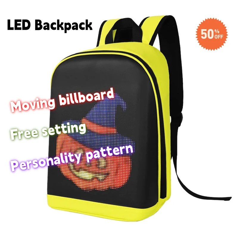 LED big screen Iron Man motorcycle personality bag mobile commercial promoting free DIY animated wheelcast backpack