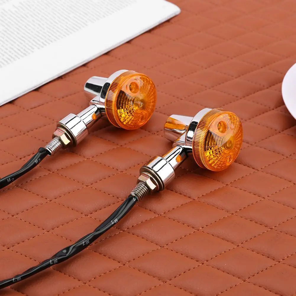 2pcs Universal Motorcycle Front Rear Turn Signals Indicators Amber Light