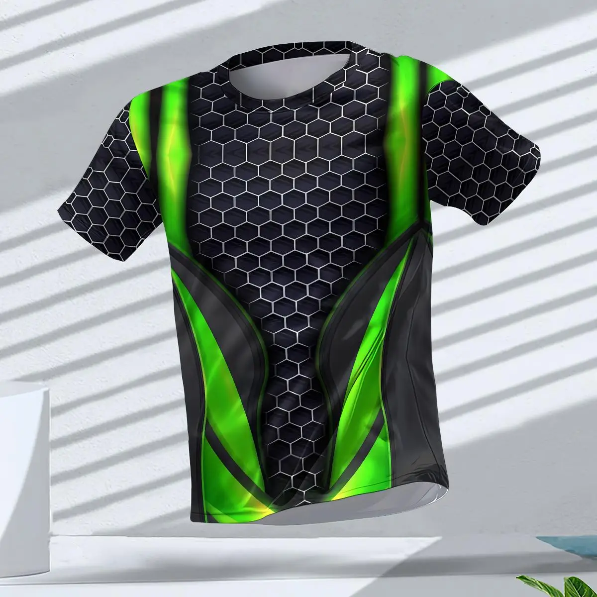 Camiseta de verano para hombre con Material refrescante y de secado rápido, transpirable para movimiento, cuello redondo, exquisita tendencia,