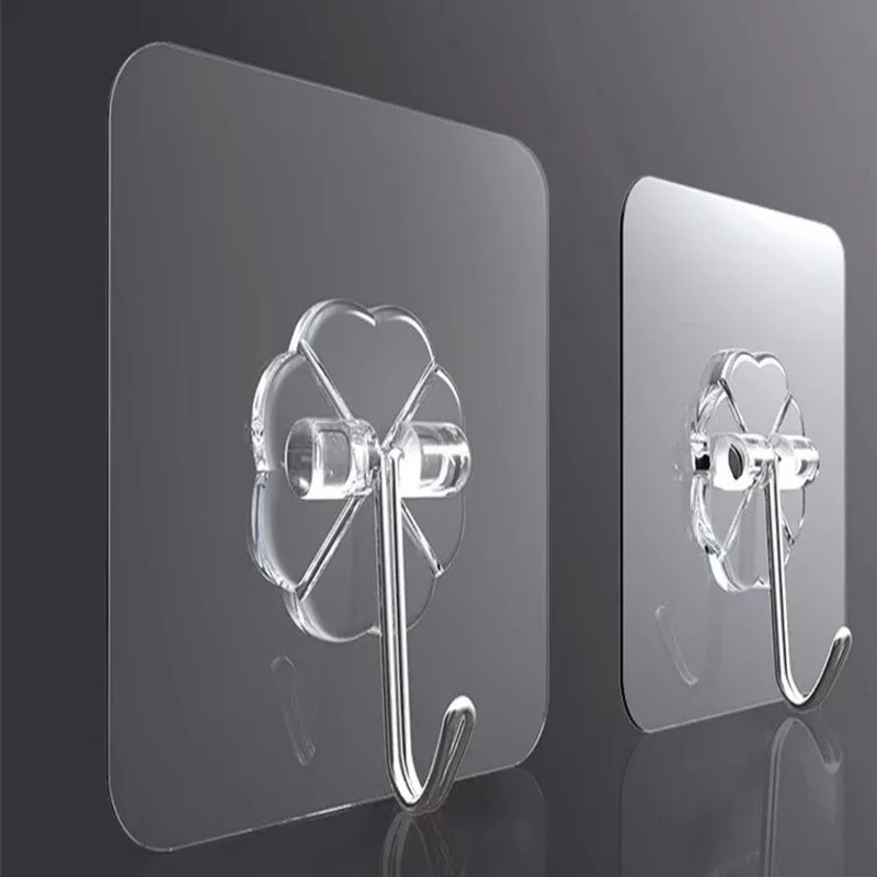 10/20/30Pcs Transparent Hook Multifunctional Household Wall Scratch Free Adhesive Hook with Strong Adhesive Patch