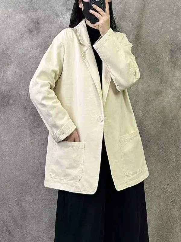 Casual Damespak Jaet Lente Herfst Losse Grote Maat Leisure Quali Top Merk Meimei Sle Veelzijdige Loose Fit Lange Sve