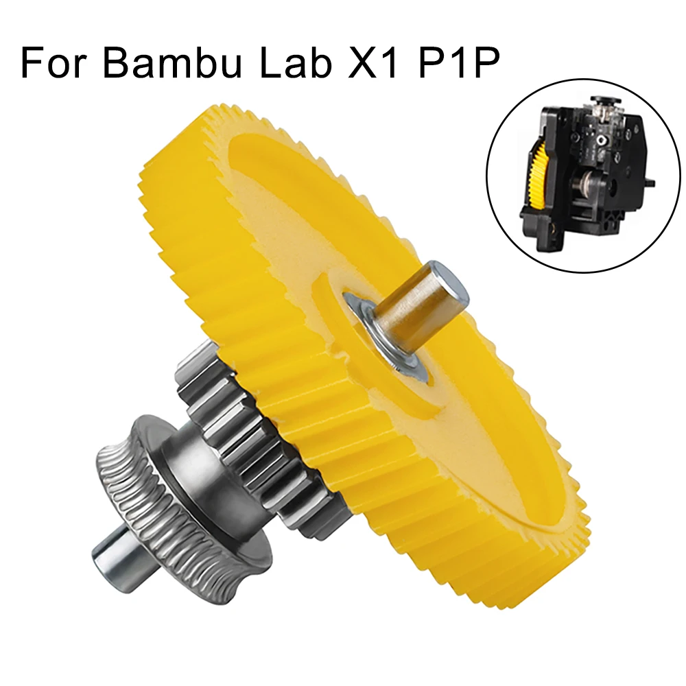 

3D Printer Upgrade Hardened Steel Extruder Gear Assembly 1.75MM Filament For Bambu Lab P1P X1 X1C Nickel Plating Wear-resisting