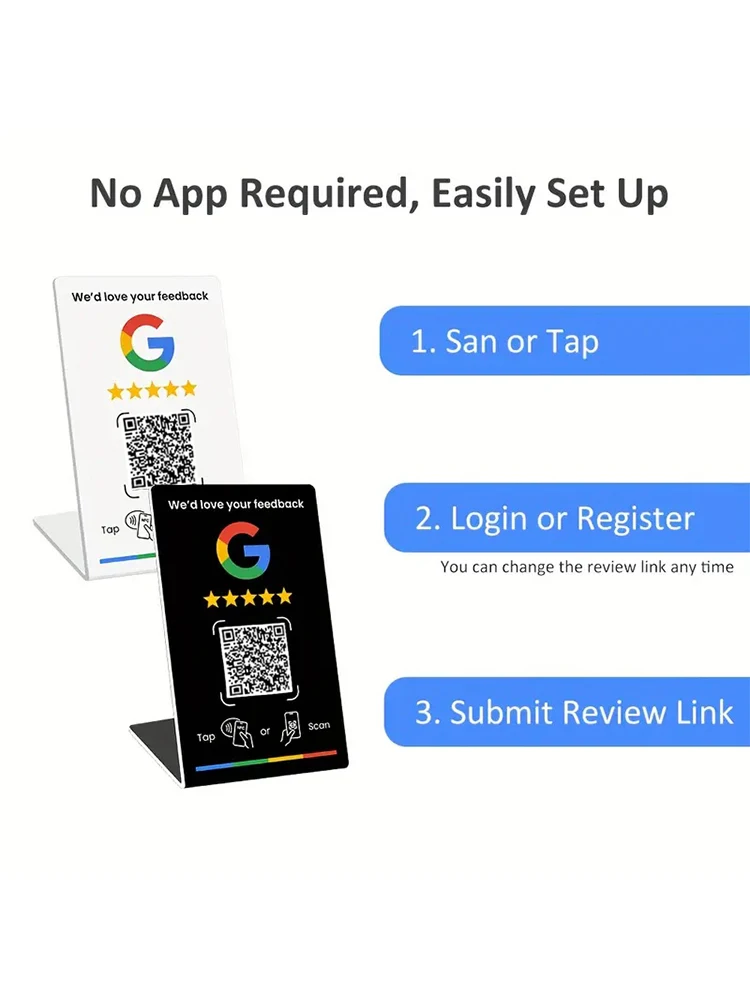 NFC 215 Programmable pour carte d'examen Google Table de station NFC 13.56Mhz le code QR peut être défini indépendamment pour relier la carte debout