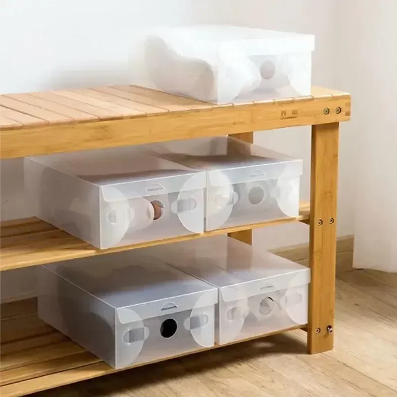 5/10pcs/Set Shoes Box Transparent Drawer Case Plastic Shoe Boxes Stackable Box Shoe Organizer Eco-friendly Shoes Box Storage