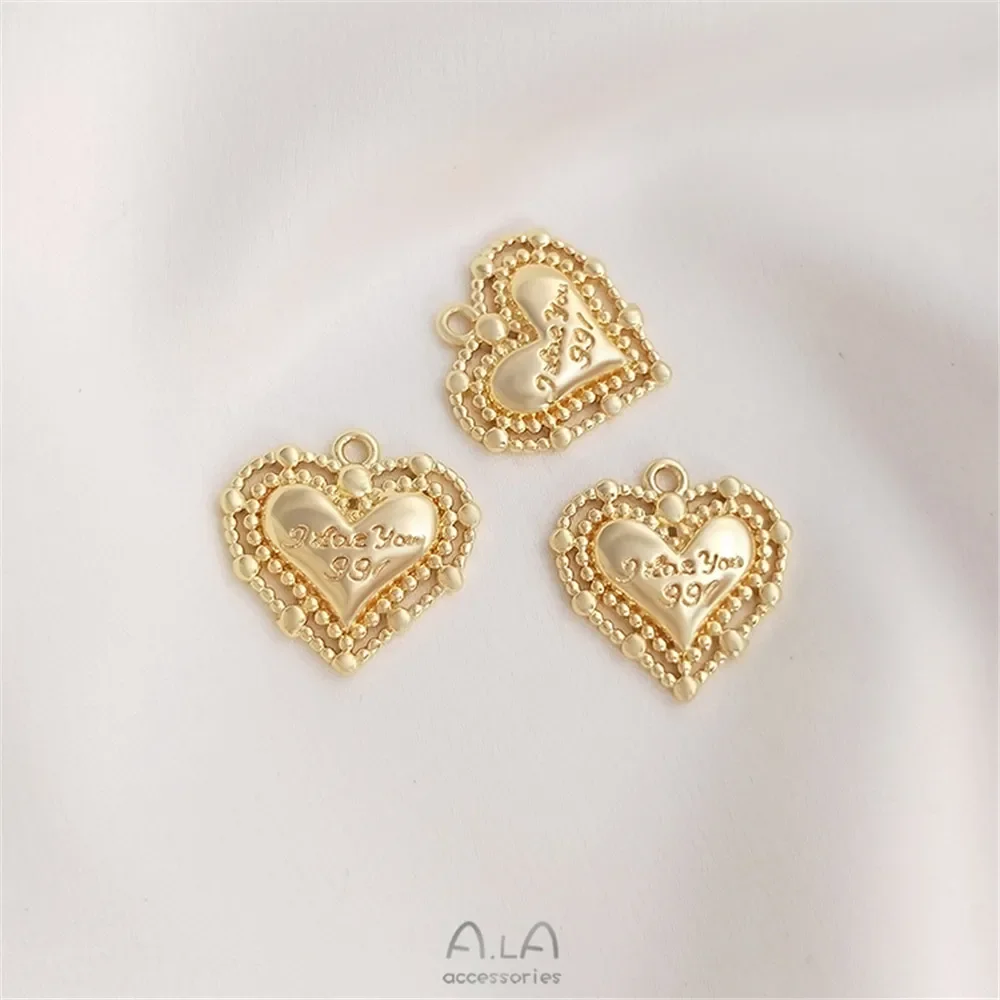 

14-каратное золотого цвета, модный европейский и американский стиль, кулон в форме сердца, кулон «Любовь», браслет «сделай сам», ожерелье, кулон