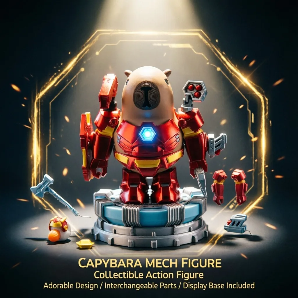 New Capybara Iron Armor Figure Magnetic Suction DIY Assembly Creative Capybara Desk Decor Glow In The Dark 3D Printed