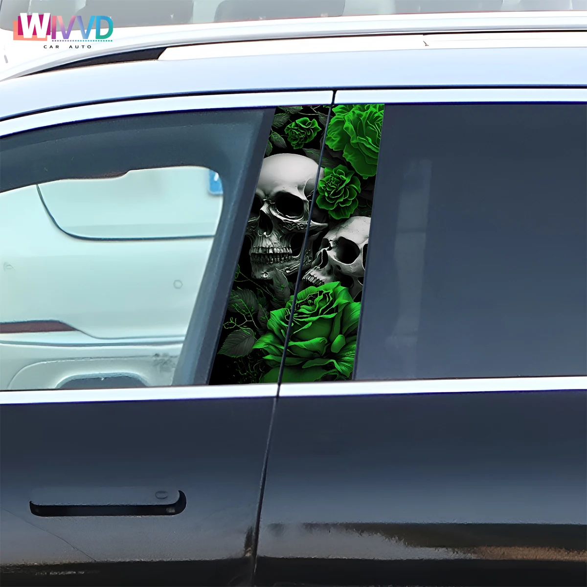 1pc/2pcs Car Stickers Skull B-pillar Vinyl Decals Waterproof Auto Center Pillar Sticker Cover Scratches Vehicle Decor