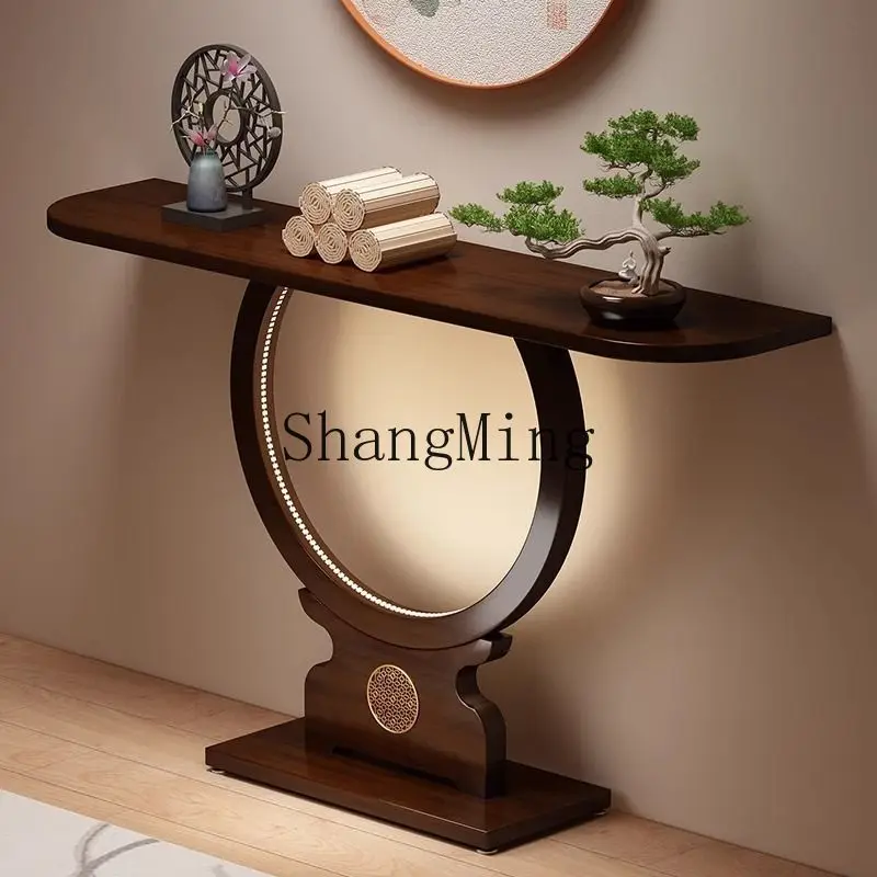 FG New Chinese Style Solid Wood Entryway Table, Entryway Console, Entryway Storage Rack, Light Luxury Ultra-Narrow Side Table