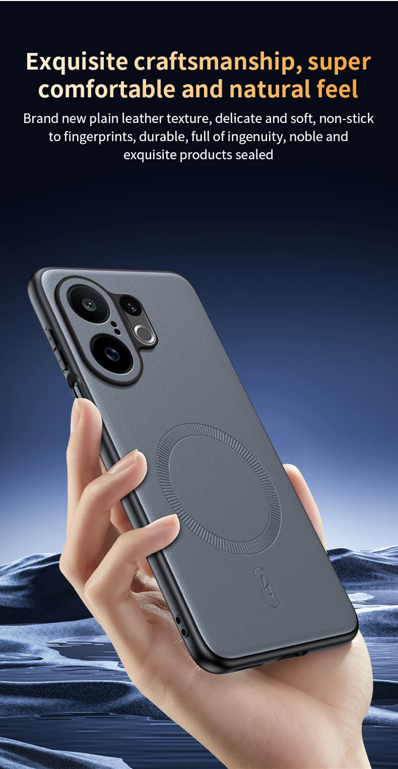 Für VIVO S30 Pro Mini: Magnetische Schutzhülle aus Leder, Anti-Fingerabdruck, rutschfest, aus PC+TPU. – Detail 14