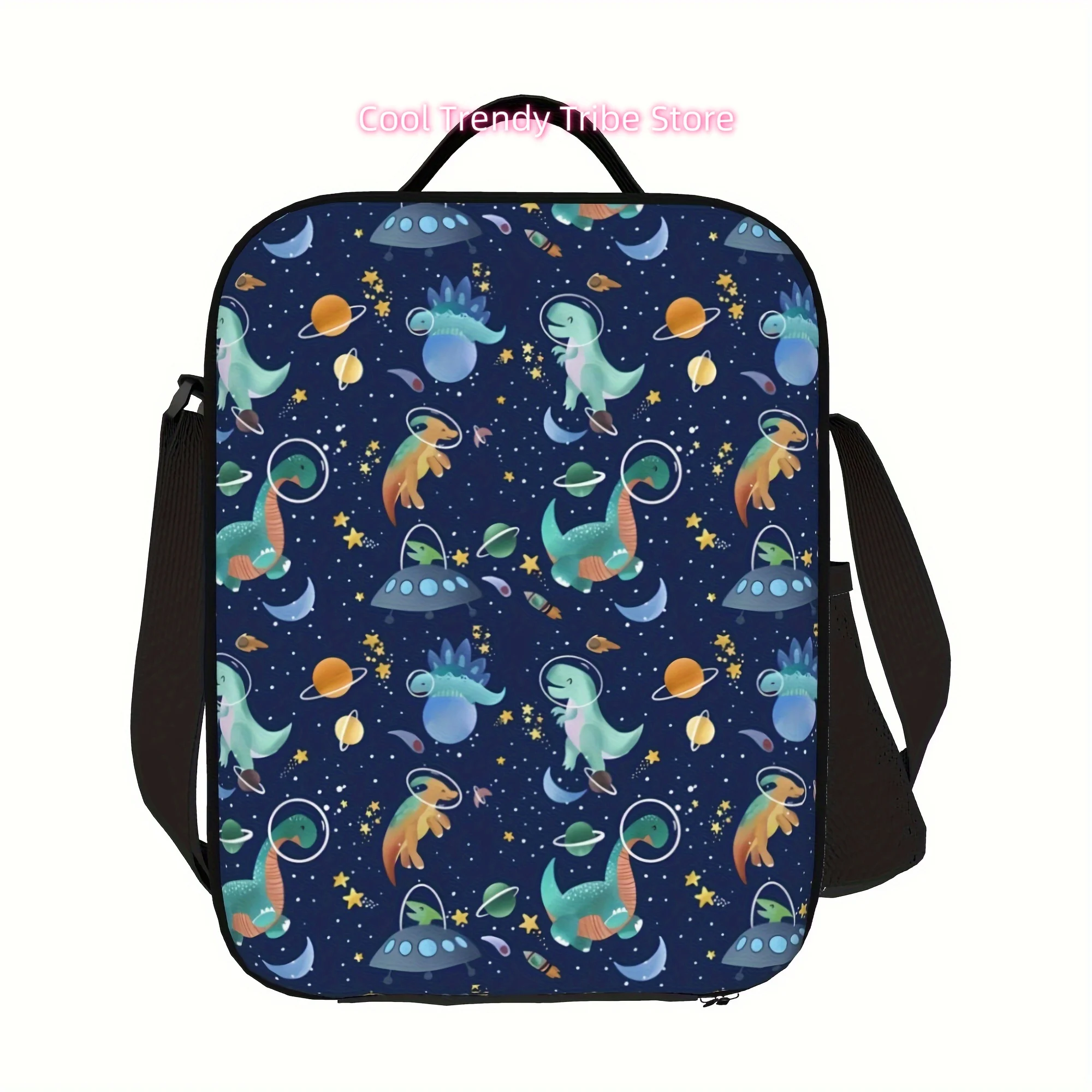 

1pc Space Dinosaur, Portable Reusable Cooler Bag, Cooler Bag, Insulated Lunch Bag for Camping Picnic Beach Suitable