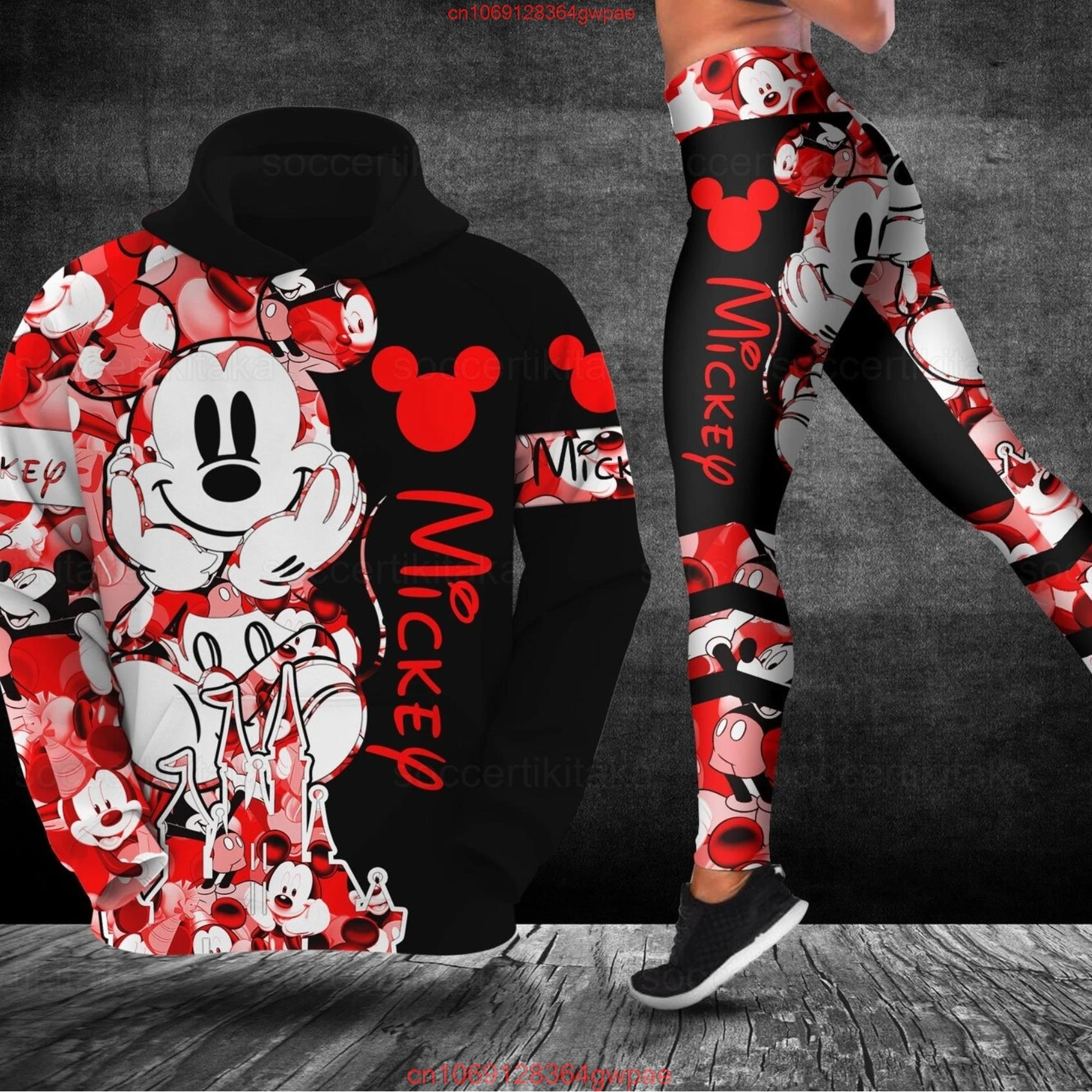 Customize Minnie 3D Hoodie Women's Hoodie Set Mickey Yoga Pants Sweatpants Women's Disney Yoga Hoodie Leggings Fashion Tracksuit