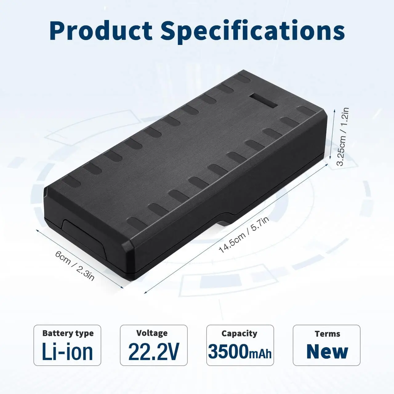 Batterie de remplacement Li-Ion 3,5 Ah 22,2 V pour aspirateur Deik MT-1616 MT-1206 ZB-1516