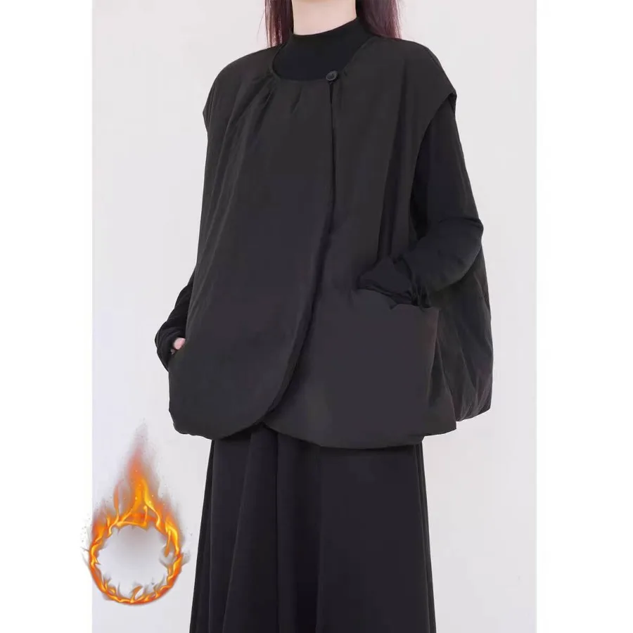 

Теплый жилет свободного кроя, повседневная верхняя одежда, женский, больших размеров, осенне-зимний, новый, для повседневной носки, с круглым вырезом, утепленный, Jaet