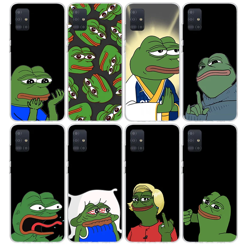 Cute Frogs Party Sad Pepe Phone Case For Samsung Galaxy A51 A50S A41 A40 A31 A30S A21S A20S A10S A20E A71 A70 A6 A7 A8 A9 Print