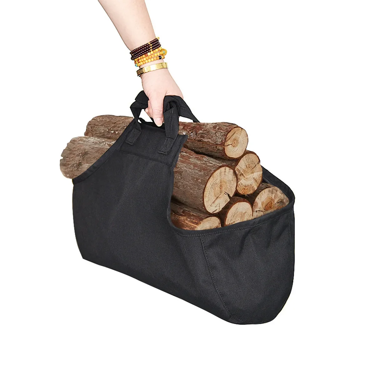 Firewood Log Carrier Bag Waxed Canvas Tote Holder With Fireplace Leather Set For Camping