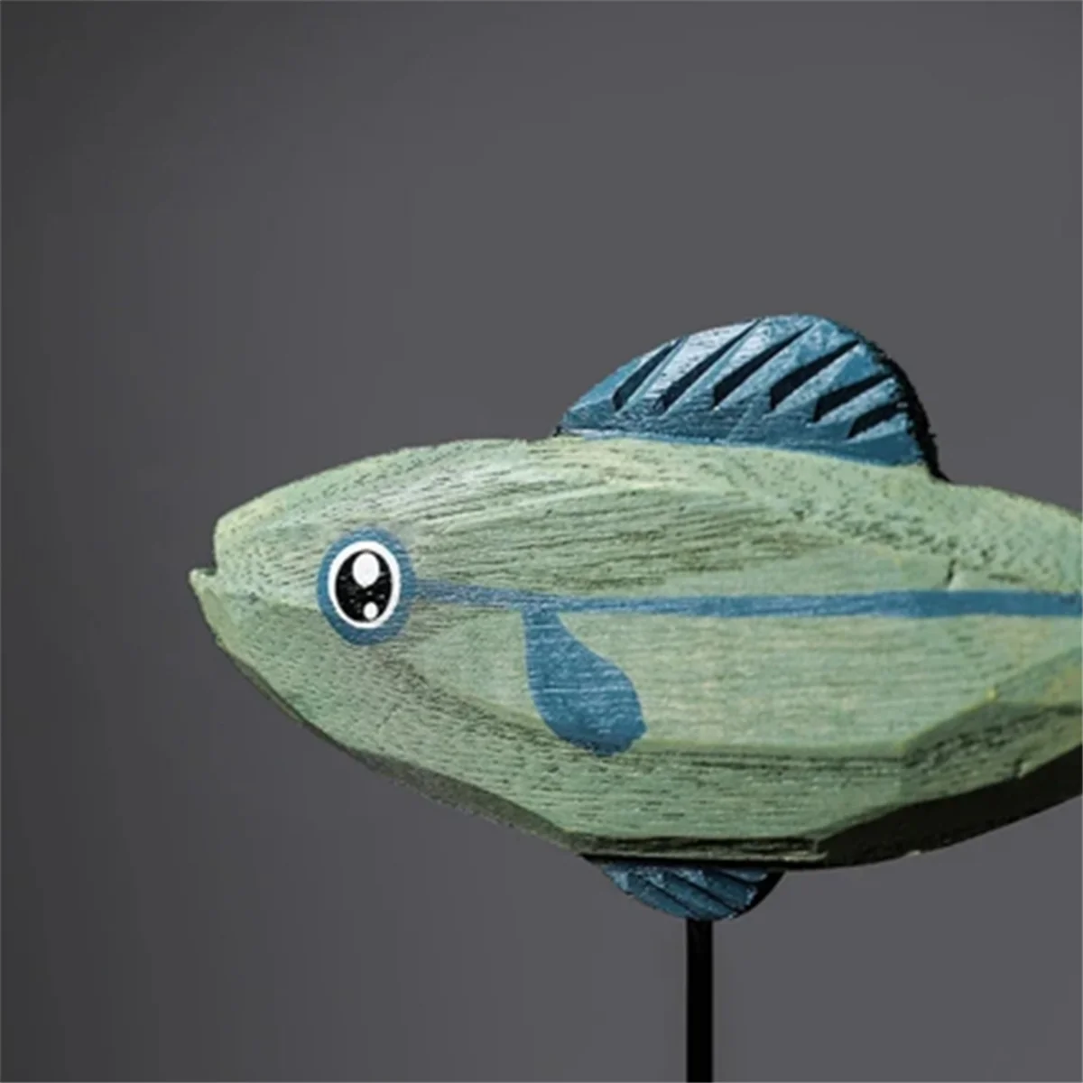 ABNH Statue de poisson en bois décorations nordiques pour la maison Sculpture de poisson ornements salon chambre Restaurant décoration C