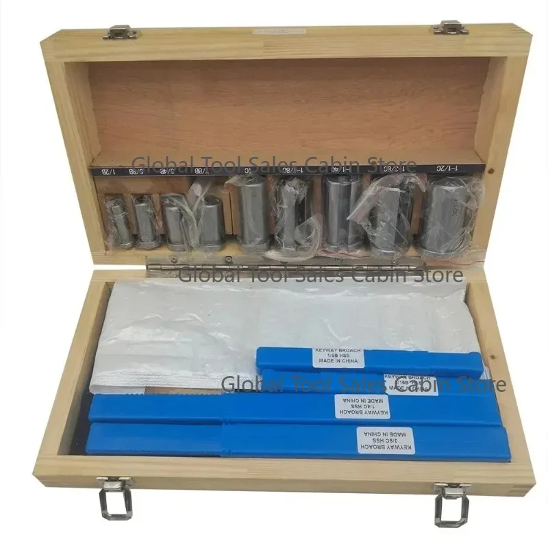 

18pc HSS Metric Keyway Broach Cutter B C Push Type 4mm 5mm 6mm 8mm + 9pc Bushing Sleeve + 5pc Shim Cutting Tool Metalworking