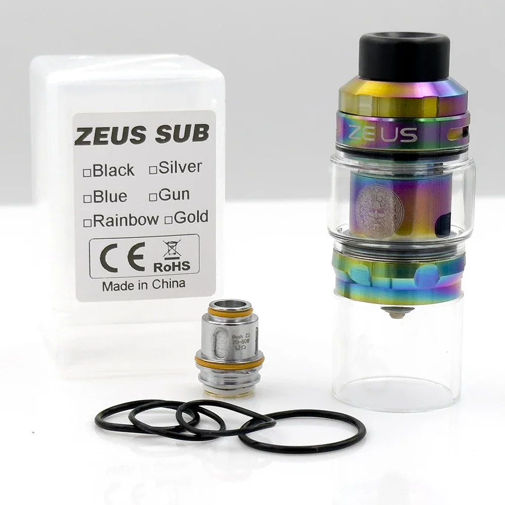 Single Zeus Sub Ohm Glass Tank 5ml Capacity Atomizer Mesh Coil Z1 0.4ohm/0.2ohm For ZEUS X SUBOHM Tank Aegis Mod