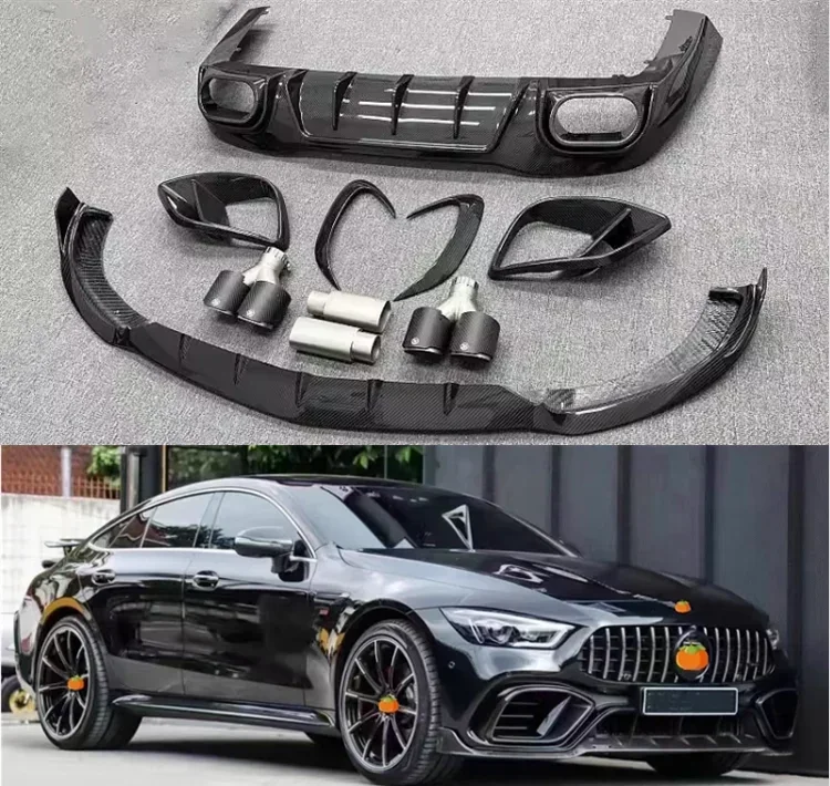 

Carbon Fiber Front Bumper Spoiler Lip Rear Trunk Diffuser Exhaust Tips Side Skirts Body Kit For Benz AMG GT63 GT63S 2019-2023