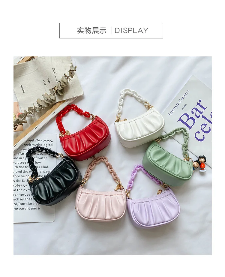 

2023 INS Fashion Kids Handbag Children's Soft PU Leather Shoulder Bag Girls Small Chain Crossobdy Party Clutch BM106