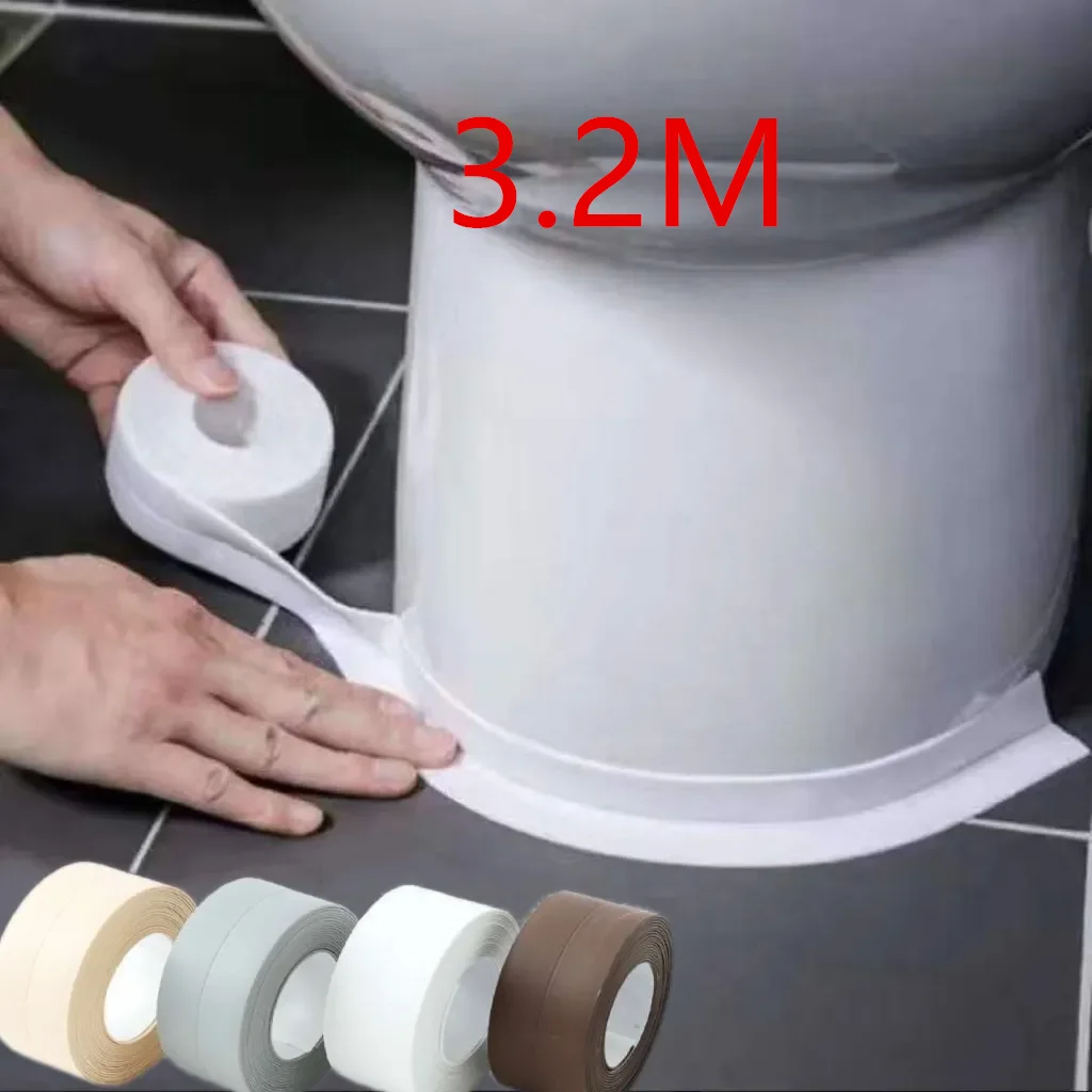 320cm Bathroom Kitchen Self Adhesive Sealing Tape Shower Sink Bath Caulk Strip Waterproof Wall Sticker Sink Edge Tapea household