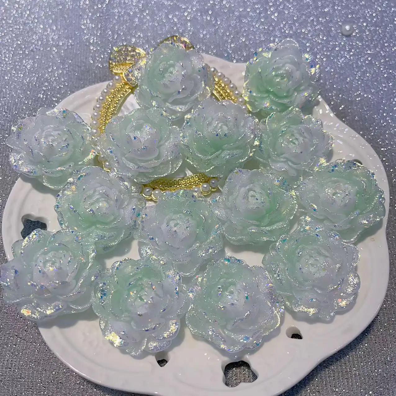 36mm firefly luminoso grande jasmim acessórios feitos à mão diy escudo do telefone móvel grampos de cabelo moldura da foto ornamentos flores decoração