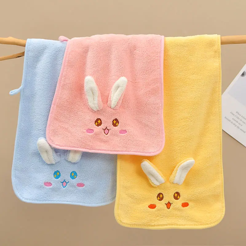 2 Pcs Cartoon Cute Towels Water Absorbent Soft Coral Velvet Washcloth 25x50cm Mini Face Towel Quick Drying Toallas Kindergarten