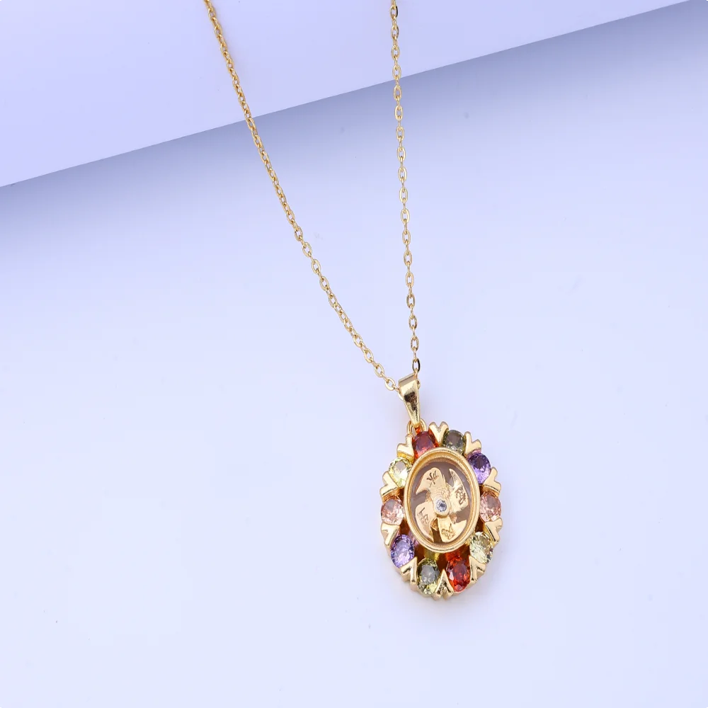 

New vintage-inspired diamond-inlaid rotating necklace, unisex design