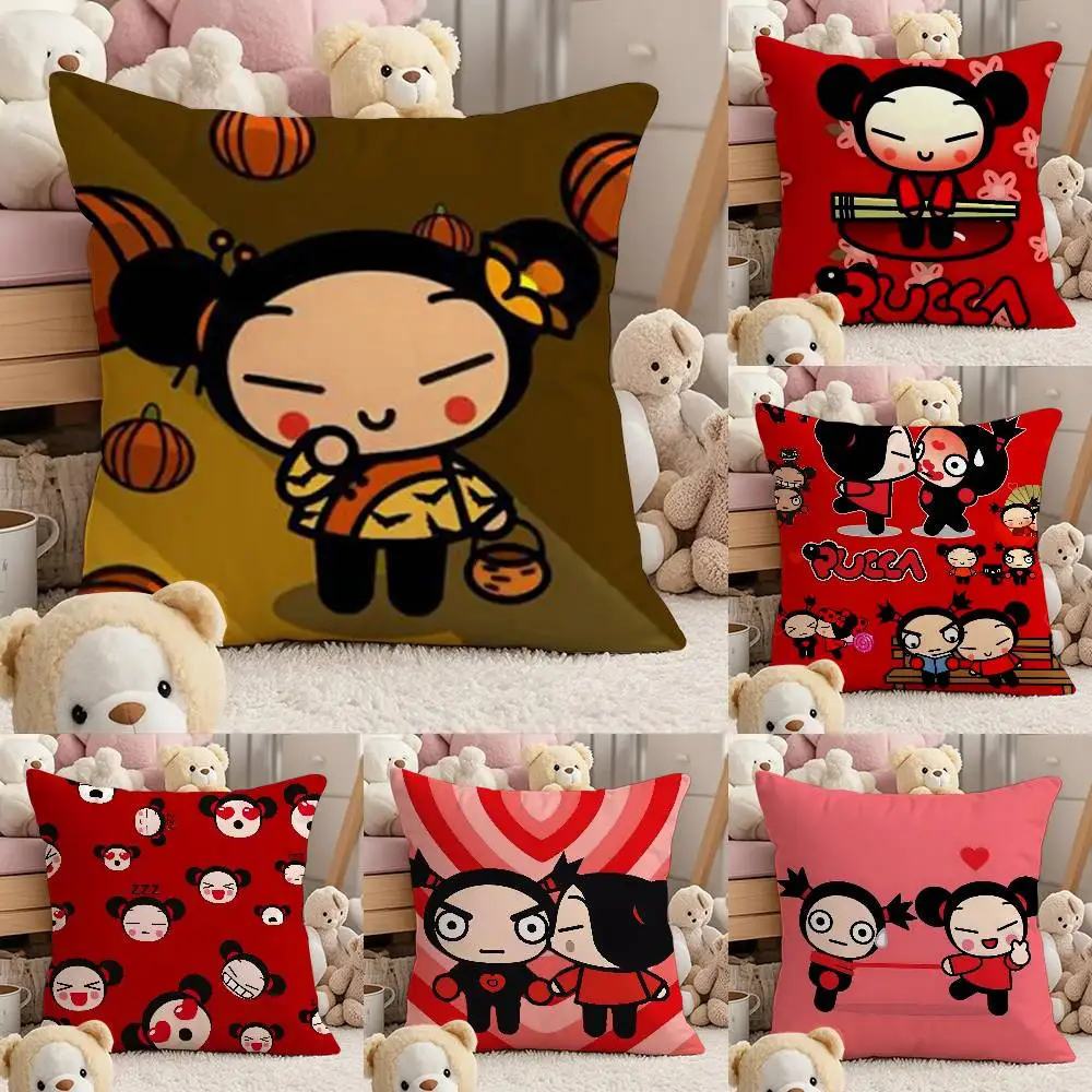 

European P-Puccas Anime Pillow Case Comfort Sofa Bed Silky Elegant Invisible Zipper Custom Decorative Cushion Cover