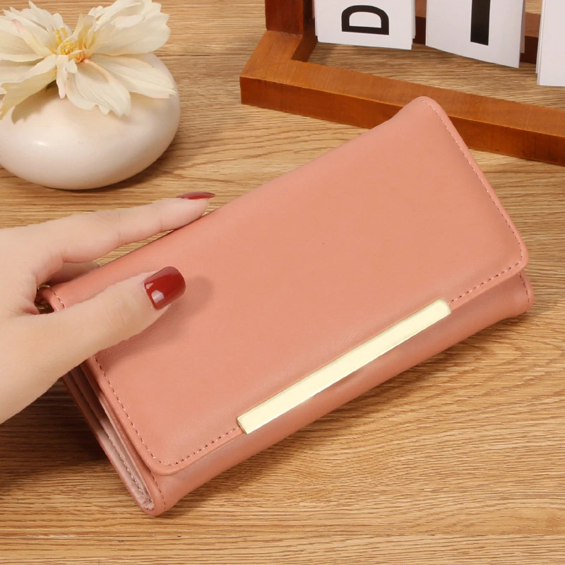 

New Long Women Wallets PU Leather Credit Card Holder Simple Trendy Clutch Purse for Ladies Girl Money Pocket Female Phone Bag