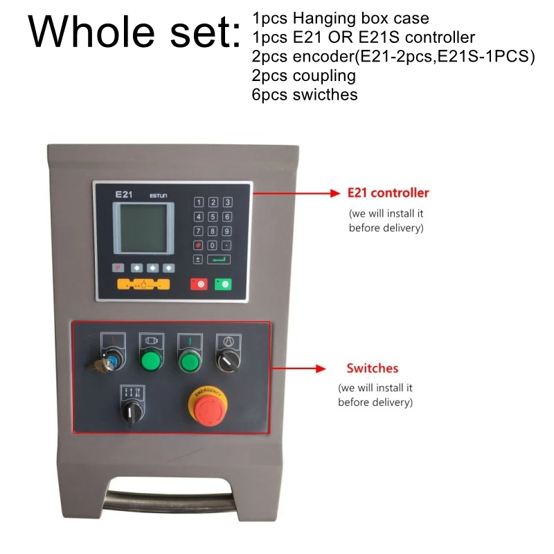 Imagem -03 - Estun-cnc Bending Control System Folding Press Brake Máquina de Corte Hidráulica Controlador Conjunto com Codificador Caixa de Suspensão E21s E21