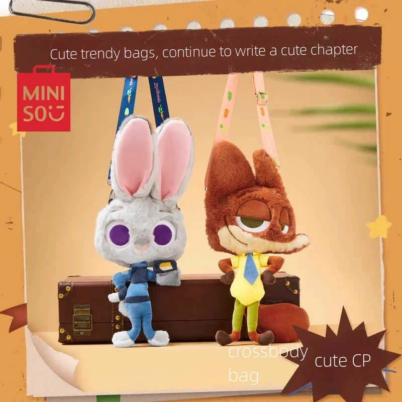 

MINISO Disney Zootopia Series Doll Crossbody Bag Cartoon Judy Hopps Crossbody Bag Large Capacity Nick Wilde Bag Birthday Gifts