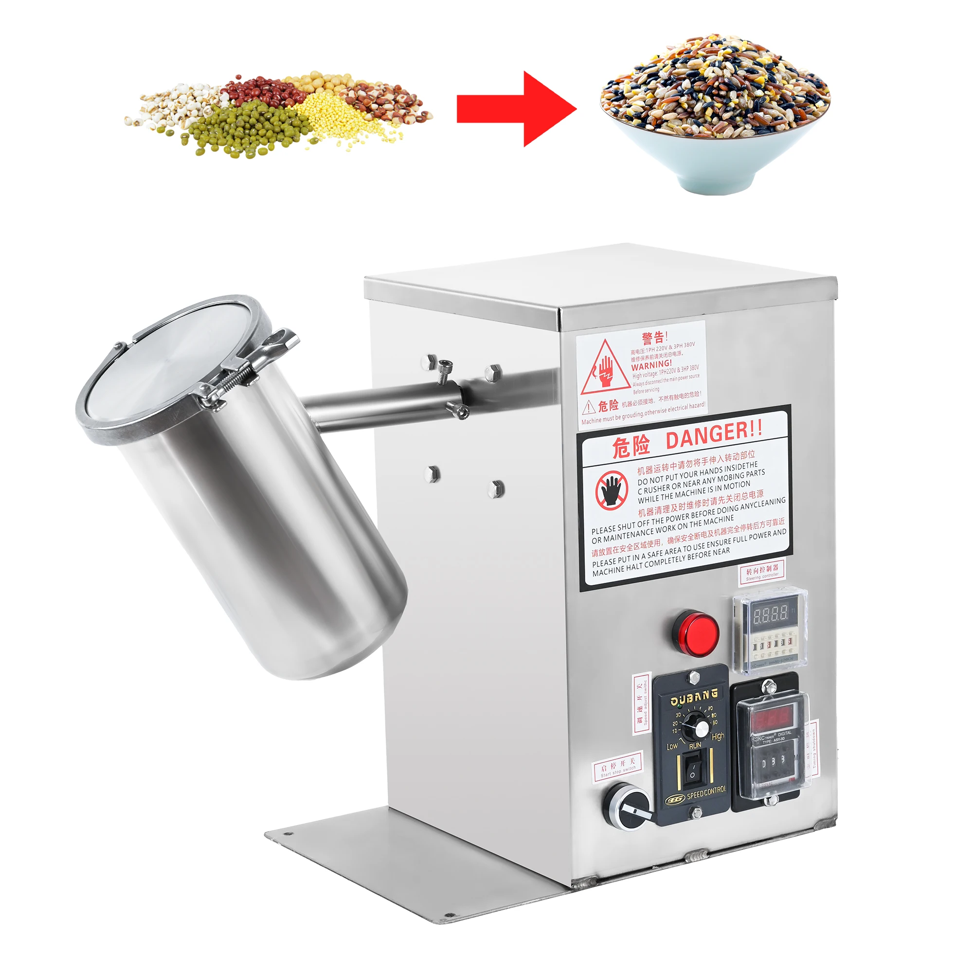 Laboratory Powder Mixer Machine 304 Stainless Steel for Spice Protein Flour Chemical Pigment Blending Homogenizer